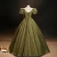 Vintage Klee Grün Satin Ballkleider 2023 Ballkleid V-Ausschnitt Geschwollenes Kurze Ärmel Rückenfreies Lange Festliche Kleider