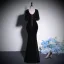 Sexy Black Solid Color Rhinestone Velvet Evening Dresses 2023 Trumpet / Mermaid V-Neck Short Sleeve Backless Floor-Length / Long Evening Party Formal Dresses