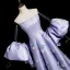 Elegant Lavender Pearl Appliques Prom Dresses 2025 A-Line / Princess Strapless Short Sleeve Backless Sweep Train Prom Formal Dresses