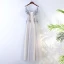 Chic / Beautiful White Bridesmaid Dresses 2017 A-Line / Princess Crossed Straps Appliques Beading Lace Scoop Neck 1/2 Sleeves Tea-length