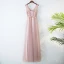 Chic / Beautiful Champagne Bridesmaid Dresses 2017 A-Line / Princess V-Neck Sleeveless Crossed Straps Appliques Beading Lace Tulle Bridesmaid Tea-length