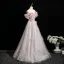 Glitzernden Rosa Applikationen Perle Pailletten Ballkleider 2025 Ballkleid Off Shoulder Kurze Ärmel Rückenfreies Lange Ball Festliche Kleider