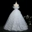 Flower Fairy Sky Blue Appliques Laser Sequins Prom Dresses 2025 Ball Gown Off-The-Shoulder Short Sleeve Backless Sweep Train Prom Formal Dresses