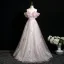 Glitzernden Rosa Applikationen Perle Pailletten Ballkleider 2025 Ballkleid Off Shoulder Kurze Ärmel Rückenfreies Lange Ball Festliche Kleider