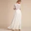 Modest / Simple White Maxi Dresses 2018 A-Line / Princess Lace Scoop Neck Short Sleeve Floor-Length / Long Womens Clothing
