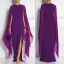 Chic / Beautiful Purple Maxi Dresses With Shawl 2018 Trumpet / Mermaid Split Front Scoop Neck Short Sleeve Floor-Length / Long Womens Clothing