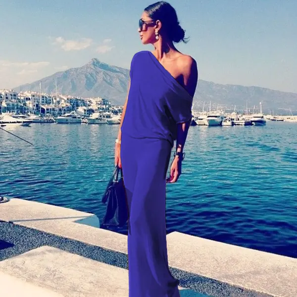 Modest / Simple Yellow Casual Maxi Dresses 2018 Trumpet / Mermaid Scoop Neck Short Sleeve Floor-Length / Long Womens Clothing