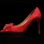 Chinese style Red Lace Flower Wedding Shoes 2021 Leather Rhinestone 9 cm Stiletto Heels Pointed Toe Wedding Pumps High Heels