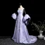Elegant Lavender Pearl Appliques Prom Dresses 2025 A-Line / Princess Strapless Short Sleeve Backless Sweep Train Prom Formal Dresses