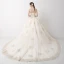 Élégant Champagne Robe De Mariée 2018 Robe Boule Perlage En Dentelle Fleur Paillettes Plissée Bretelles Spaghetti Dos Nu Sans Manches Chapel Train Mariage