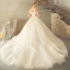 Elegant Champagne Wedding Dresses 2018 Ball Gown Backless Beading Lace Flower Sequins Off-The-Shoulder Short Sleeve Cathedral Train Wedding