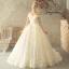 Elegant Champagne Wedding Dresses 2018 Ball Gown Lace Sequins Off-The-Shoulder Backless Short Sleeve Chapel Train Wedding