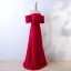 Chic / Beautiful Red Evening Dresses  2017 A-Line / Princess Strapless Backless Short Sleeve Floor-Length / Long Evening Party