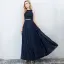 2 Pièces Bleu Marine Robe De Bal 2017 Princesse Encolure Dégagée Sans Manches Longue Volants Chiffon Robe De Ceremonie