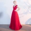 Chic / Beautiful Red Evening Dresses  2017 A-Line / Princess V-Neck Crossed Straps Backless Sleeveless Floor-Length / Long Evening Party