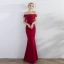 Chic / Beautiful Red Evening Dresses  2017 Trumpet / Mermaid Appliques Crossed Straps Split Front Off-The-Shoulder Sleeveless Floor-Length / Long Evening Party