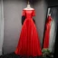 Chic / Beautiful Evening Dresses  2017 A-Line / Princess Pearl Beading Off-The-Shoulder 1/2 Sleeves Backless Crossed Straps Floor-Length / Long Evening Party
