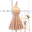 Herlig Champagne Homecoming Graduation Kjoler 2017 Prinsesse Blonder Rhinestone Appliques Kjæreste Kryssede Stropper Uten Ermer Korte