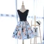 Chic / Beautiful Homecoming Graduation Dresses 2017 A-Line / Princess Printing Bow V-Neck Crossed Straps Sleeveless Short
