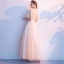 Elegant Champagne Evening Dresses  2018 A-Line / Princess Lace Flower Backless Scoop Neck Short Sleeve Ankle Length Formal Dresses