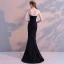 Sexy Schwarz Abendkleider 2018 Meerjungfrau Schleife Bandeau Rückenfreies Ärmellos Sweep / Pinsel Zug Festliche Kleider