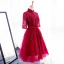 Chic / Beautiful Evening Dresses  2017 A-Line / Princess Bow Beading Sequins High Neck 3/4 Sleeve Knee-Length Evening Party