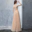 Chic / Beautiful Beige Evening Dresses  2018 A-Line / Princess Beading Backless Pearl Sequins Scoop Neck Sleeveless Floor-Length / Long Formal Dresses