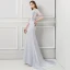 Modern / Fashion Grey Evening Dresses  2018 Trumpet / Mermaid Beading Lace Flower Pearl Rhinestone Scoop Neck 1/2 Sleeves Sweep Train Formal Dresses