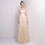 Chic / Belle Robe De Soirée 2017 Princesse En Dentelle Paillettes Ceinture Encolure Dégagée 1/2 Manches Longue Robe De Ceremonie