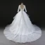 Chic / Belle Robe De Mariée 2017 Robe Boule En Dentelle Fleur Paillettes V-Cou Dos Nu 3/4 Manches Royal Train