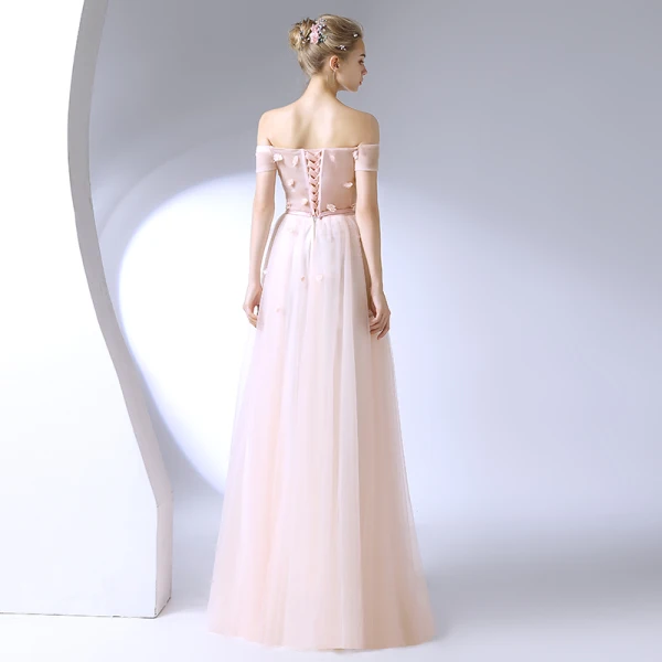 Chic / Beautiful Prom Dresses 2017 A-Line / Princess Lace Flower Crystal Pearl Off-The-Shoulder Backless Short Sleeve Floor-Length / Long Formal Dresses