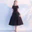 Chic / Beautiful Homecoming Graduation Dresses 2017 A-Line / Princess Bow Scoop Neck Zipper Up Short Sleeve Knee-Length