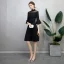 Modest / Simple Black Homecoming Graduation Dresses 2018 A-Line / Princess High Neck Bell sleeves Knee-Length Formal Dresses