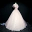 Chic / Beautiful Prom Dresses 2017 Ball Gown Lace Flower Artificial Flowers Butterfly Pearl Scoop Neck Short Sleeve Floor-Length / Long Formal Dresses