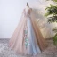 Chic / Beautiful Champagne Prom Dresses 2017 Ball Gown Lace Flower Pearl Artificial Flowers V-Neck Backless Short Sleeve Floor-Length / Long Formal Dresses