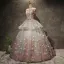 Chic / Beautiful Grey Prom Dresses 2017 Ball Gown Lace Flower Appliques Bow Scoop Neck Backless Sleeveless Floor-Length / Long Formal Dresses