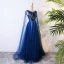Chic / Beautiful Royal Blue Evening Dresses  2017 A-Line / Princess Lace Flower Crystal Beading Scoop Neck Backless Sleeveless Floor-Length / Long Formal Dresses