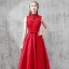 Chic / Beautiful Evening Dresses  2017 A-Line / Princess Beading Crystal Backless High Neck Sleeveless Floor-Length / Long Formal Dresses