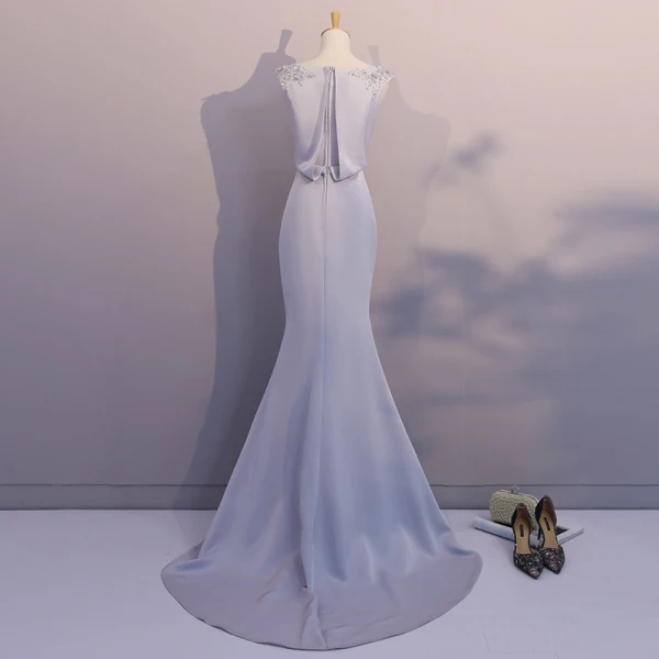 Chic / Belle Robe De Soirée 2017 Trompette / Sirène En Dentelle Fleur Perlage Paillettes Encolure Dégagée Sans Manches Train De Balayage Robe De Ceremonie