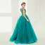 Luxury / Gorgeous Prom Dresses 2017 Ball Gown Lace Flower Pearl Sequins Scoop Neck Floor-Length / Long Sleeveless Formal Dresses