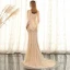 Luxury / Gorgeous Gold Evening Dresses  2017 Trumpet / Mermaid Beading Crystal Pearl Sequins Scoop Neck Backless 1/2 Sleeves Sweep Train Formal Dresses