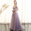 Chic / Beautiful Evening Dresses  2017 A-Line / Princess Lace Flower Pearl Off-The-Shoulder Backless Sleeveless Sweep Train Formal Dresses