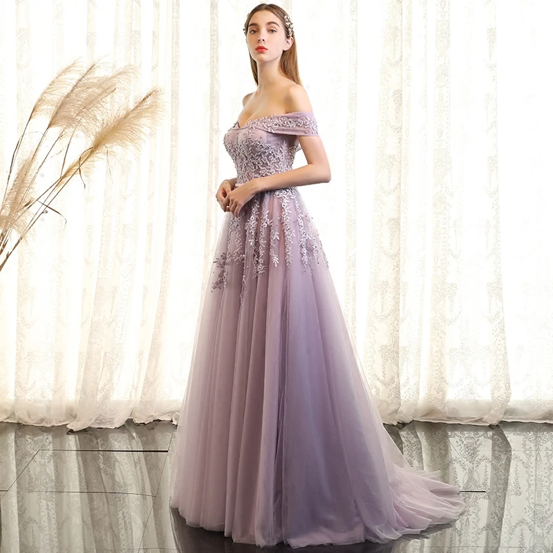 Clothing Ebay Long Evening Gowns Elegant Lilac Evening Dresses 2018 A-Line  Princess Scoop Neck Cap