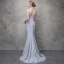 Chic / Belle Gris Robe De Soirée 2017 Trompette / Sirène En Dentelle Fleur Perlage Noeud Paillettes V-Cou Dos Nu Sans Manches Train De Balayage Robe De Ceremonie