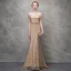 Scintillantes Dorés Robe De Soirée 2017 Trompette / Sirène Glitter Dentelle Métal Ceinture De l'épaule Manches Courtes Train De Balayage Robe De Ceremonie