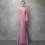 Chic / Beautiful Candy Pink Evening Dresses  2017 Trumpet / Mermaid Lace Sequins Pierced Scoop Neck 1/2 Sleeves Ankle Length Formal Dresses