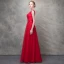 Chic / Belle Rouge Robe De Soirée 2017 Princesse Cristal En Dentelle Fleur Perlage Paillettes V-Cou Dos Nu Longueur Cheville Robe De Ceremonie