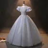 Vintage Quinceañera Vestidos de gala 2024 Azul Cielo Correas Cruzadas Rebordear Perla Tul Mangas de la tapa Ball Gown Vestidos Formales