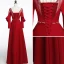 Modern / Fashion Burgundy See-through Evening Dresses  2018 A-Line / Princess Scoop Neck Long Sleeve Beading Sash Floor-Length / Long Ruffle Backless Formal Dresses