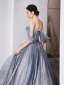 Sexy Bling Bling Sky Blue Beading Pearl Sequins Prom Dresses 2024 A-Line / Princess Spaghetti Straps Sleeveless Backless Floor-Length / Long Formal Dresses